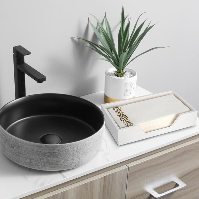Gtencemen White Napkin Holder for Kitchen Guest Towel Holder Bathroom Flat Napkin Holders Tray Cocktail Napkin Holder Modern Rustic Napkin Holders Farmhouse Paper Hand Towel Holders Basket - Image 2